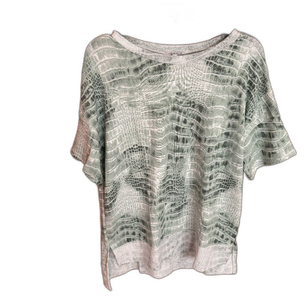 white birch Green Printed Short Sleeve Top